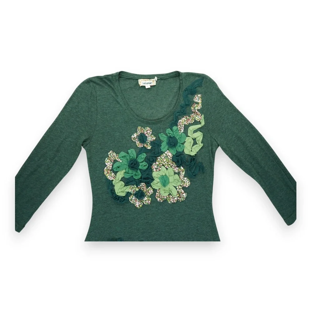 Lulumari Y2K Green 3/4 Sleeve‎ Dress Girls Size Large Vintage